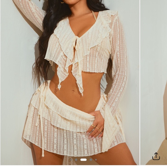 Fashion Nova Dresses & Skirts - Camelia Lace Ruffle Cover Up Skirt Set